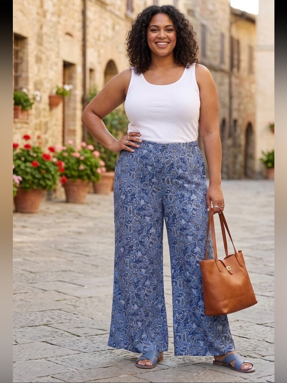 Torrid Amy Paisley Blue Horizon Pull On Challis Wide leg High Rise Pant
